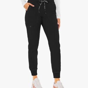 Med Couture Black Track Pants with Elastic Cuffs and Drawstring Waistband